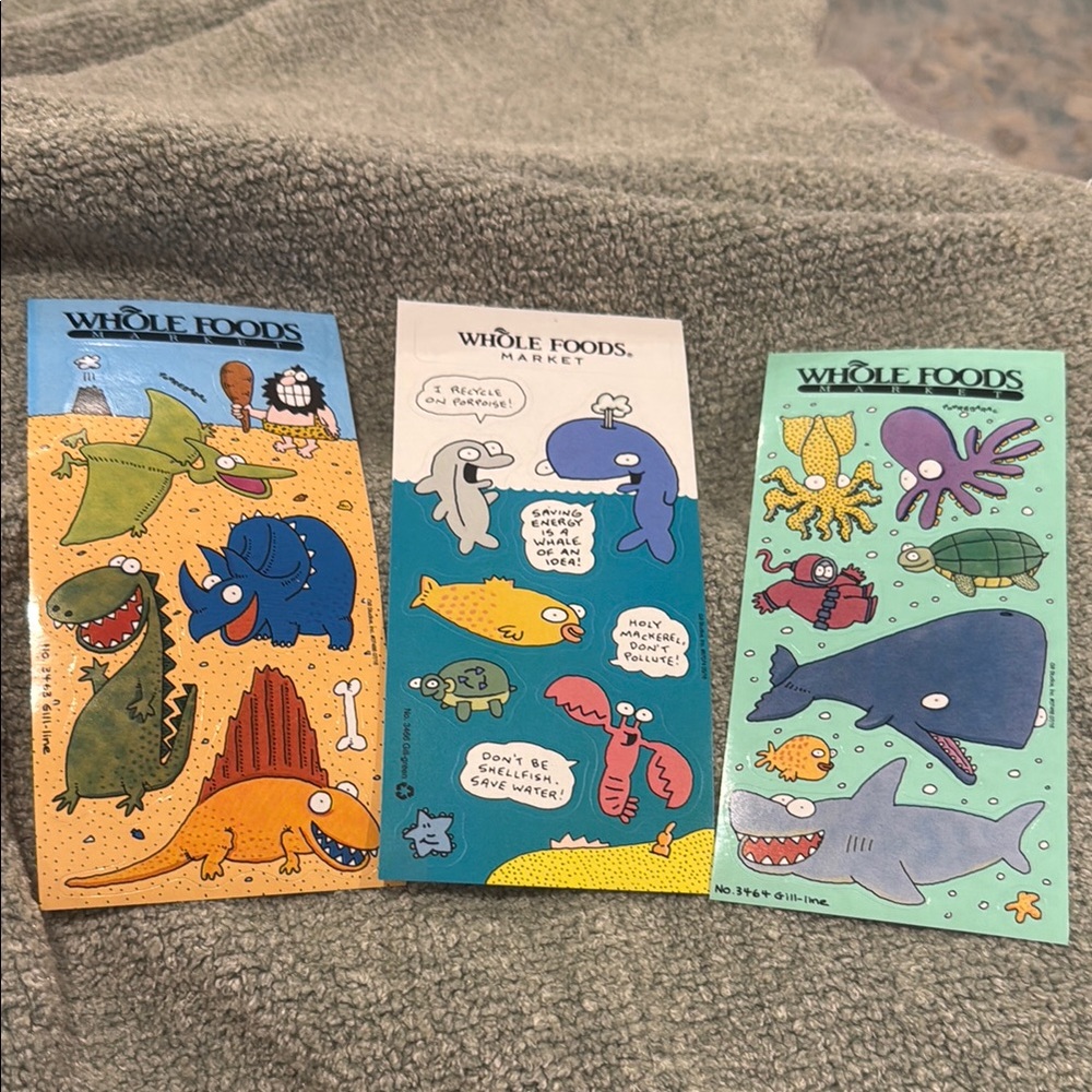 Whole Foods Market Dinosaur and Sea Creature Stickers rare vintage crafts